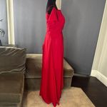 Red Chiffon Off the Shoulder Formal Bridesmaid Dress Corset Back Size 10 NWOT Photo 3
