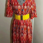 Caribbean Joe NWT  Multicolor Rayon Dress Cold Shoulder. V Neck. Sz: M. Photo 0