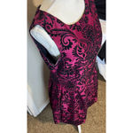 Danny & Nicole  Red & Black Velvet Scroll Dress Fit Flare Sleeveless Sz 14 Party Photo 3