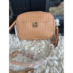 Isaac Mizrahi Quilted Camera Bag Tan Leather Crossbody Tassel Gold Lock NWT Photo 3