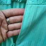 60s 70s blue polyester accordion pleat skirt lace top sheer sleeve maxi dress Photo 6