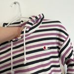 Champion Life Reverse Weave Print Hoodie White Purple Gray Striped Colorblock S Photo 6