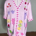 Quacker Factory  Summer Days Strawberries‎ Cherry Ice Cream Cardigan L Photo 0