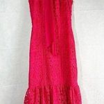 Monique Lhuillier Lace Fit & Flare Midi Dress Raspberry Red Size 2 Photo 0