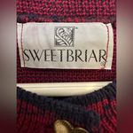 Vintage Sweetbriar burgundy navy floral heart button cardigan sweater Blue Size L Photo 6