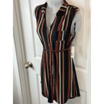 No Boundaries NWT  Striped Womens Shirt Belt Size M 7 9 Orange Black Top Blouse Photo 6