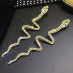 Women's Long Style Golden Snake Stud Earrings Gold Photo 0