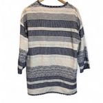 Vilagallo Blue White Striped Open Cardigan Sweater Size 40 / US 8 Pearls Tweed Photo 1