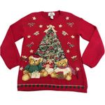 Tiara International VTG Christmas Tree Teddy Bears Beaded Grandma Sweater Small Photo 0
