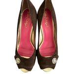 Lilly Pulitzer Brown Suede Resort Chic Peep Toe Wedge Heels Size 7 Photo 8
