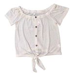 Dainty Hooligan NWT Cream Knit Off The Shoulders Front Tie Short Sleeve Top Size Medium Photo 0