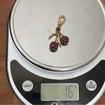 Juicy Couture Retired Pavè Red Cherry Charm Enameled Leaves With Box 16g Photo 13