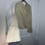 Heyson Beige Boho Chic Waffle Knit Ruffle Trim Pullover Sweater Hoodie Sz Large Tan Photo 10