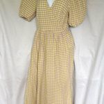 Topshop New  Seersucker Check Short Sleeve Midi Wrap Dress Lime Lilac Size 2 Photo 4