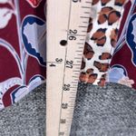Chico's  Womens Button Up Blouse Size 8 Or 1 Maroon Floral Jaguar Print Boho Artsy Photo 6