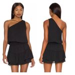 Revolve NWT Krisa x  One Shoulder Ruffle Mini Dress Black Size Small MSRP $198 Photo 1