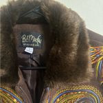 Bob Mackie  Wearable Art Embroidered Fleece Vest Size Small Brown Faux Fur Photo 2