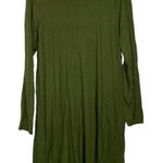 J.Crew ‎ Olive Green Long Sleeve Crewneck Dress with Pockets Size M Photo 0