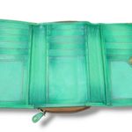 Magnifique Wallet Leather Trifold Wallet Butterfly Floral Hand Painted Wallet Green Photo 3