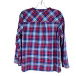 J.Crew Mercantile Flannel Plaid Popover Shirt Top Ruffle Blue Red Size XS Photo 7