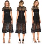 Self Portrait Black Cut Out Lace Layered Midi Dress Size 0 Photo 1
