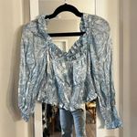 Faithfull the Brand 402 Faithful The Brand Blue and White Ruched Blouse Size Medium Color Blue White Photo 4