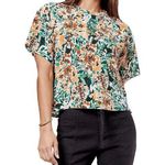 Joie  Hartwell L30952 Womens White Floral-Print Silk Top Size Large Photo 0