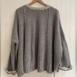 Free People Take Me Over V-Neck Sweater Oversized Knit Distressed Gray Size XS/S Photo 2