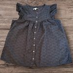 Madewell Ruffle-Sleeve Bib Eyelet Sleeveless Top Black Size Small Photo 1