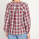 Old Navy Red Split-Neck Plaid Seersucker Shirt Photo 2