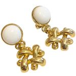 Signed Beauty Brass White Gold Clip On Earrings Bold Chunky Statement Italy Photo 8