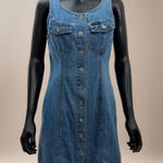 Old Navy Denim Button Front Sleeveless Dress Blue A-Line Casual Sz S Photo 0