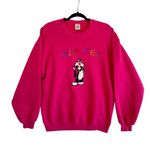 Vintage Jerzees Sylvester Looney Tunes Sweatshirt Pink Embroidered Large USA Photo 0