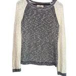 Loft Ann Taylor  Long Sleeve Waffle Block Crochet Pullover Sweater M Black White Photo 6