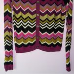 Missoni XS Cardigan Purple Green Chevron Woven Knit Ribbed Long Sleeve Button Photo 2