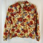 Coldwater Creek  Jewel Tone Floral Art to Wear 100% Cotton Jacket Medium Photo 7