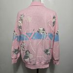 Vintage Gitano 80s Pink Cat Sweatshirt Mock Neck 90s Knit Novelty Pullover M Size M Photo 3