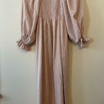 Revolve  x O.P.T. Athena Smocked Pink Gingham Ruffle Sleeve Midi Dress Size S Photo 4