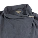 Tahari  Navy Blue Knit Handkerchief Cross Over Jacket Silver Buckle Women’s Med Photo 2