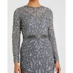 Mac Duggal platinum Embellished Illusion Sheath Sequin Midi Dress NEW Photo 2