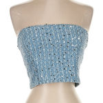 Rotate Blue Sparkly Cropped Bustier Photo 0