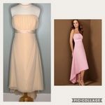 Alfred Angelo Champagne Chiffon Overlay Formal Prom Hi/Lo Strapless Dress M Photo 1