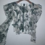 Salt M Butterfly Net Applique Puff Sleeve Crop Top Black Size M Photo 0