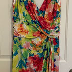 CHAPS NWOT women’s bright colorful floral patterned sheath stretch dress large Photo 0