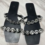 ZARA EMBELLISHED FLAT LEATHER SANDALS Photo 0