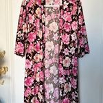 Laura Ashley  Pink Brown Floral Intimates Sleep Lounge Robe with Sleep Shorts M Photo 0