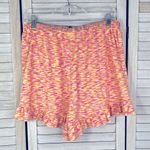 Princess Polly  High Waisted Ruffle Hem Pull On Shorts Pink/Yellow Space Dye-6 Photo 1