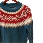 American Eagle AEO Ski Lodge Fair Isle Sweater Green Red XS Oversized Photo 2