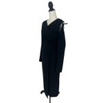 Nanushka Black Weslyn Asymmetric Wrap Maxi Dress w/ Cutout in Boucle Photo 5