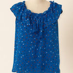 Isaac Mizrahi IMNYC Blue Dot Ruffle Sleeveless Blouse – Size M Photo 0